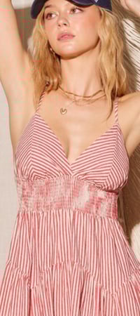 Image 3 of striped red midi 
