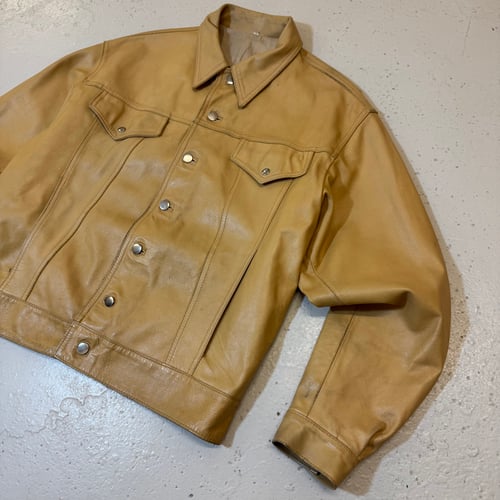 Image of 2000s Leather Trucker Jacket, Size Large