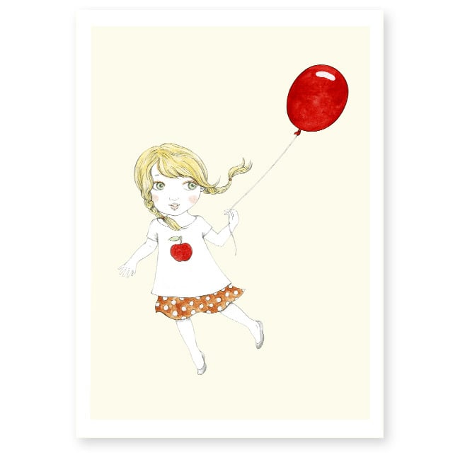 Image of Affiche A4 Fille et ballon 