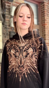 Image 2 of “The Ram” Calligraphy Hoodie - Handpainted bleach art on unisex pullover hoodie - size M -  1of1
