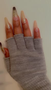 Image 4 of Nails - Long (Black Tips/Gold Glitter)