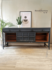 Image 6 of Stunning Mid Century Nathan Long Sideboard in Dark Grey with Black Handles