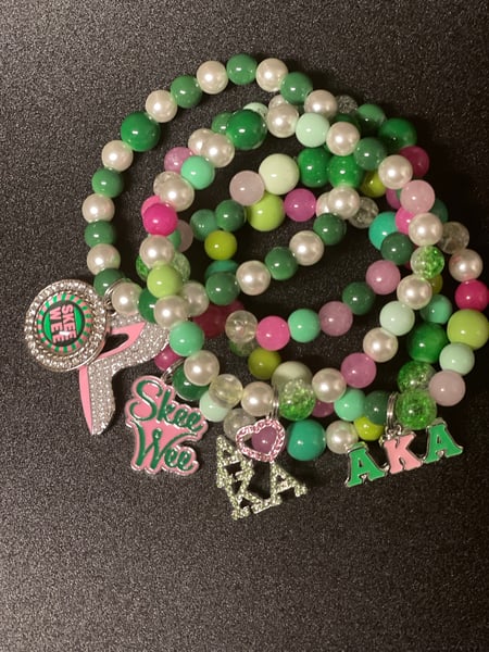 Image of Pink and Green Five charm Bracelets 