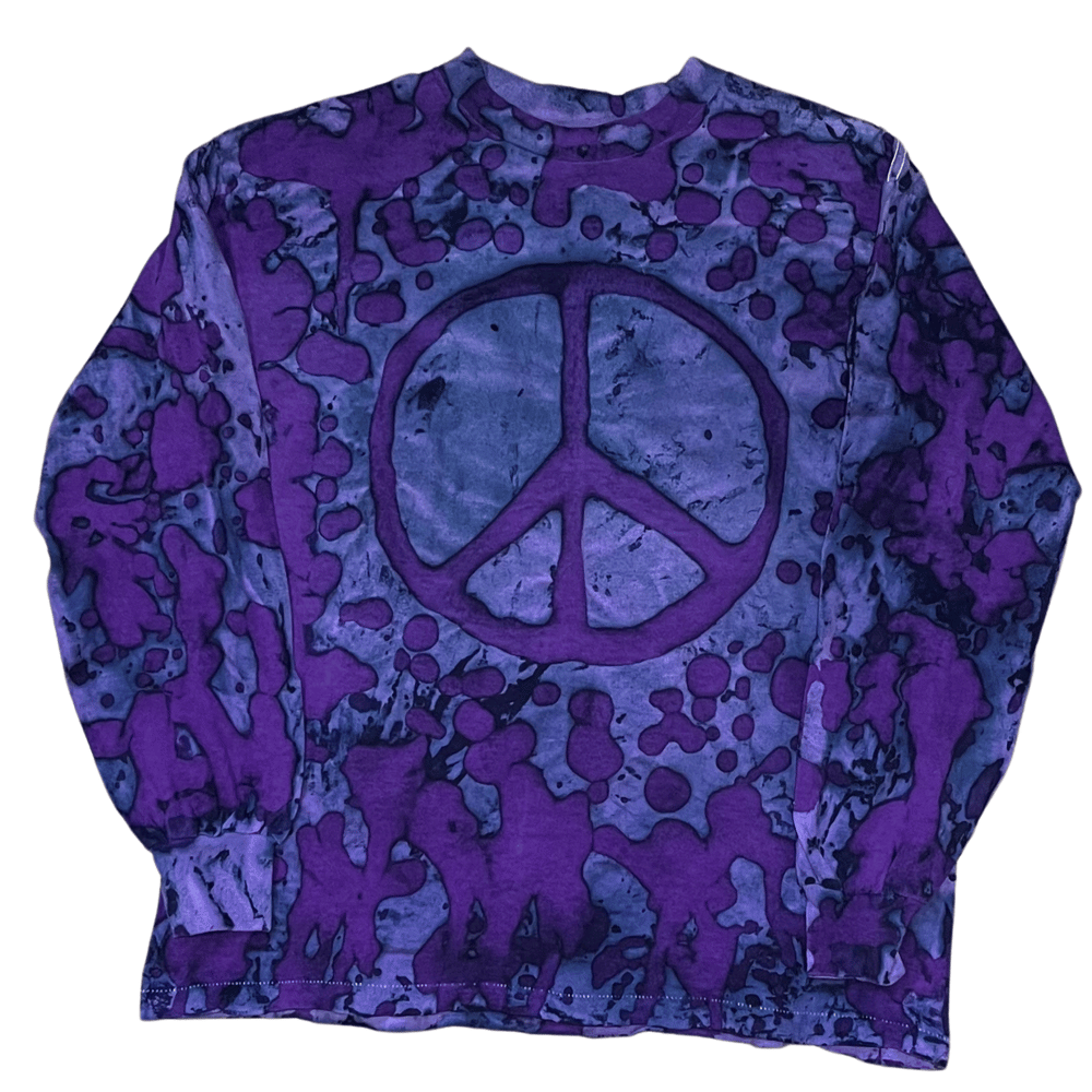Image of Early 90’s Peace sign custom dye longsleeve t shirt; Size Large