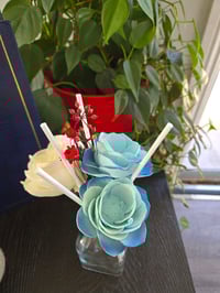 Image 3 of  Roped White Rose and Blue Poppy