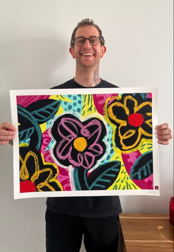 Black flowers fine art print