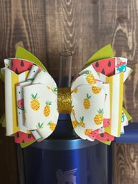 Image 2 of Tropical Fruit Tumbler Straw Topper Bow