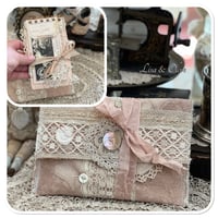 Image 2 of Junk Journal lace samples booklet in a vintage french lace pouch