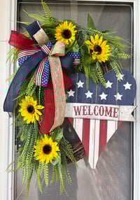 Image 1 of Patriotic Sunflower Welcome Wreath 