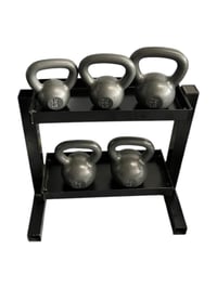 15,20,25,30,35lb kettlebells with rack
