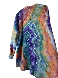 Image 4 of ♻️ UPCYCLED XL Eileen Fisher 100% Organic Linen Top in Earthy Rainbow Geode Ice Dye