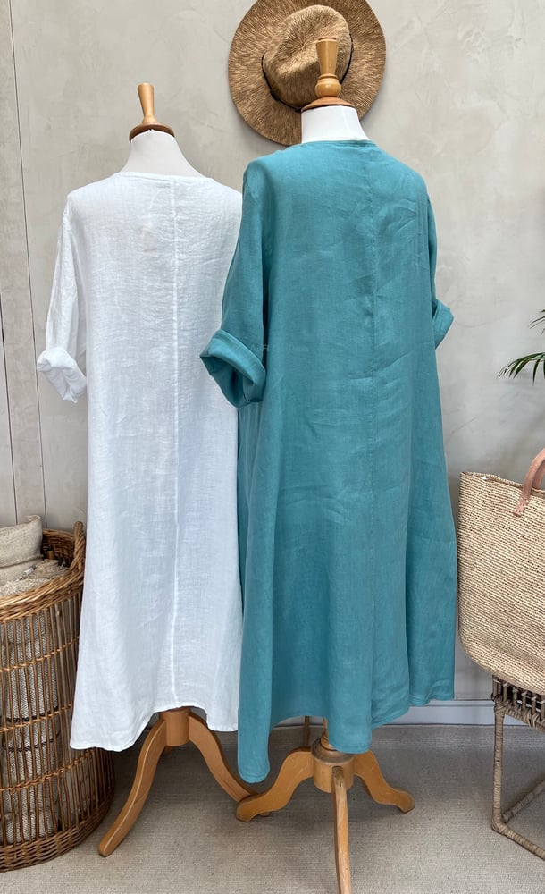 Image of Robe En Lin Alizé Aqua Sea