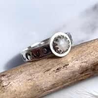 Image 2 of Handmade Sterling Silver Moonstone Moon Ring 