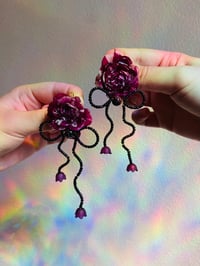 Image 2 of 🥀🖤Femme Fatale Bow Rose Earrings🖤🥀