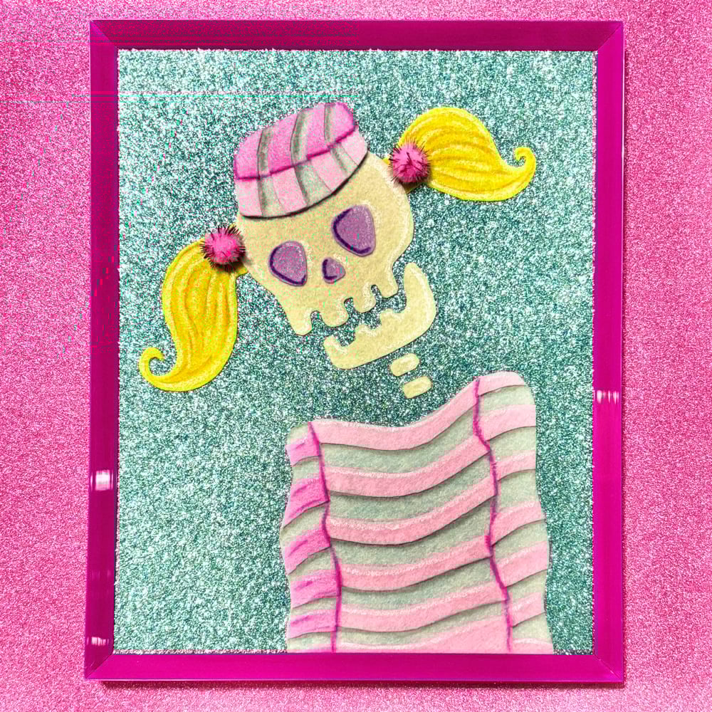 Image of “Bone Head” Felt Art Piece