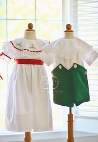 Image 1 of Christmas Holly Portrait Collar Dress