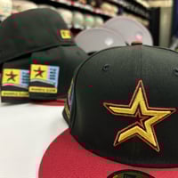 Image 1 of New Era 59Fifty Black / Brick/ Gold