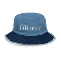 Image 1 of ‘JAH SWAG’ Embroidered Distressed Denim Bucket Hat