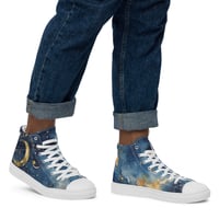 Image 1 of Celestial Constellation Night Sky Stars and Clouds Painting Men’s High Top Canvas Shoes