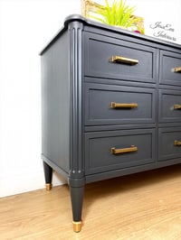 Image 3 of Large Stag Chest Of Drawers / Sideboard in dark grey