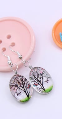 Image 6 of Floating Tree & Butterfly Earrings (or) Word ‘Hello’ Earrings on NEW Button Hang Tags