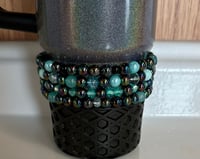 Image 3 of Teal and Black Midnight Glitz Tumbler Bracelet Stack
