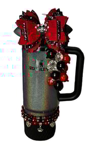 Image 1 of Queen of Hearts Red & Black Glam Tumbler Accessory Set – Bow, Straw Bauble & Bracelet Stack