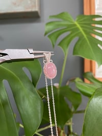 Image 3 of Silver Rose Quartz Oval Crystal Necklace