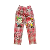 Image 2 of Hand-Painted "Delulu" Pop Culture Plaid Pants 