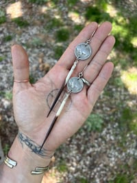 Image 2 of Buffalo nickel earrings with quill 