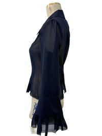 Image 3 of Ralphie Boy sheer black cotton voile zip-front jacket with adjustable back belt”
