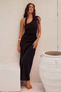 Image 1 of Saphira black cotton midi dress