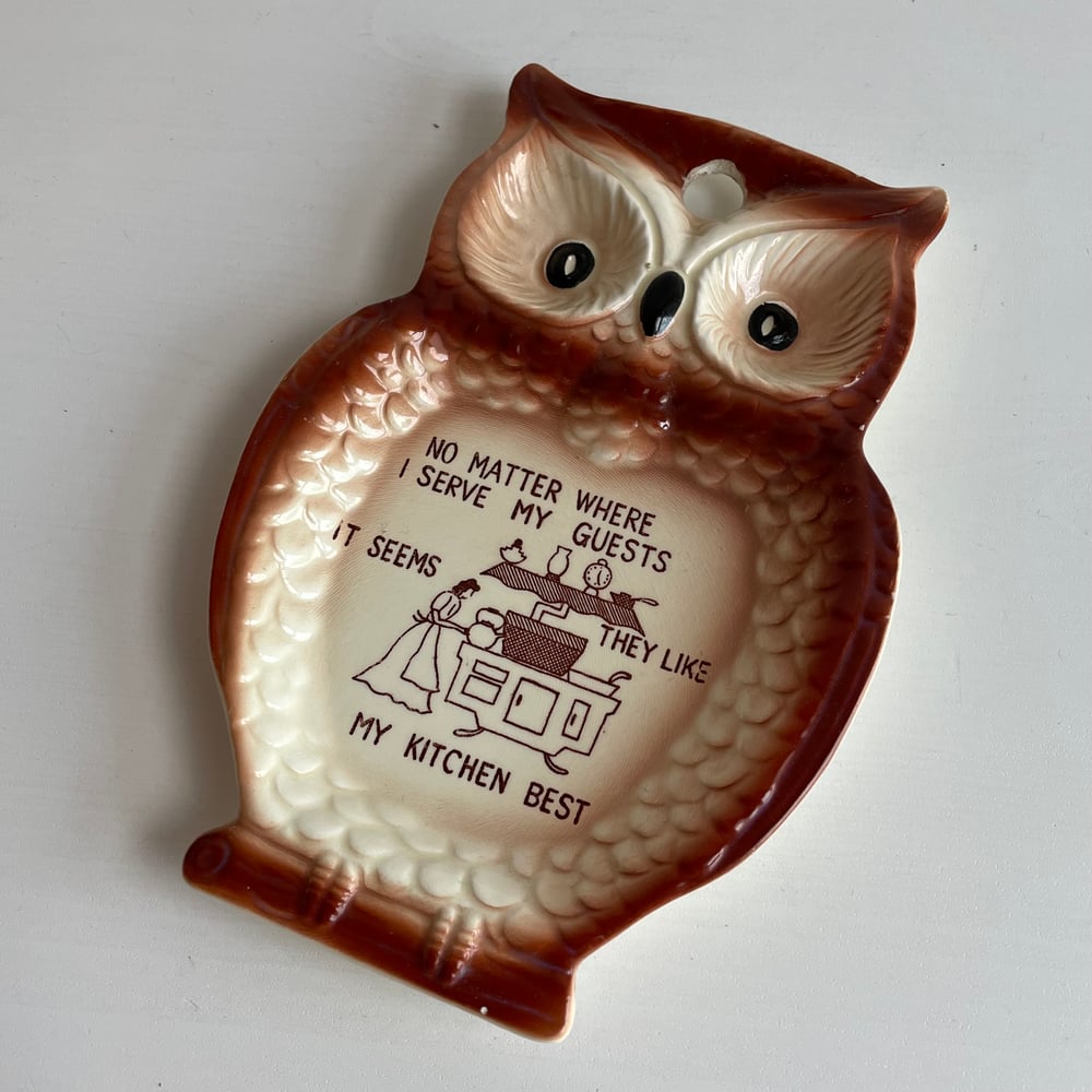 Image of Vintage Mid Century Ceramic Owl Tray