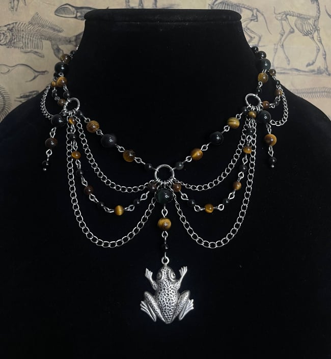 Tigers Eye Frog Necklace