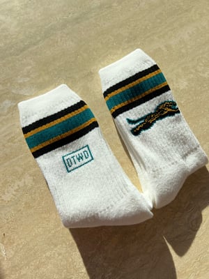 Image of DTWD - Del Campo Striped Leaping Crew Socks