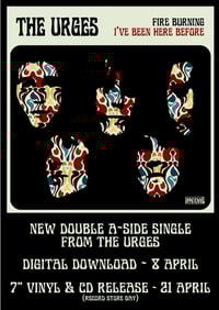 The Urges - Fire Burning / I've Been Here Before Promotional A1 size poster