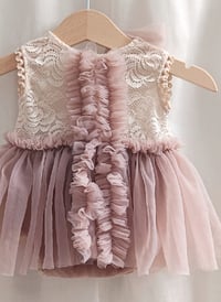 Image 2 of Baby girls photoshoot dress | Mia | 0-3 months |old rose | photo props