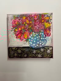 Image 3 of Blue Vase with Flowers and Dots