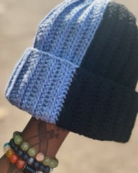 Image 3 of Split Beanie Black/Denim