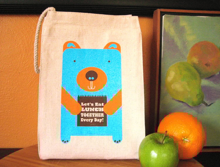 Image of Lunch Bear 100% Recycled Cotton Canvas Lunch Bag - SOLD OUT