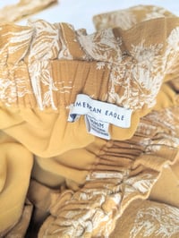 Image 4 of American Eagle Two-Piece Mustard Palm Print Crop Top & Wide Leg Crop Pants Set