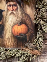 Image 3 of #2... Olde Pumpkin Harvest Santa ~ Framed Print ~ Garland ~ Crow !