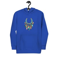 Image 6 of Unisex Hoodie, Feathers and Turquoise Horseshoe Hoodie, Western