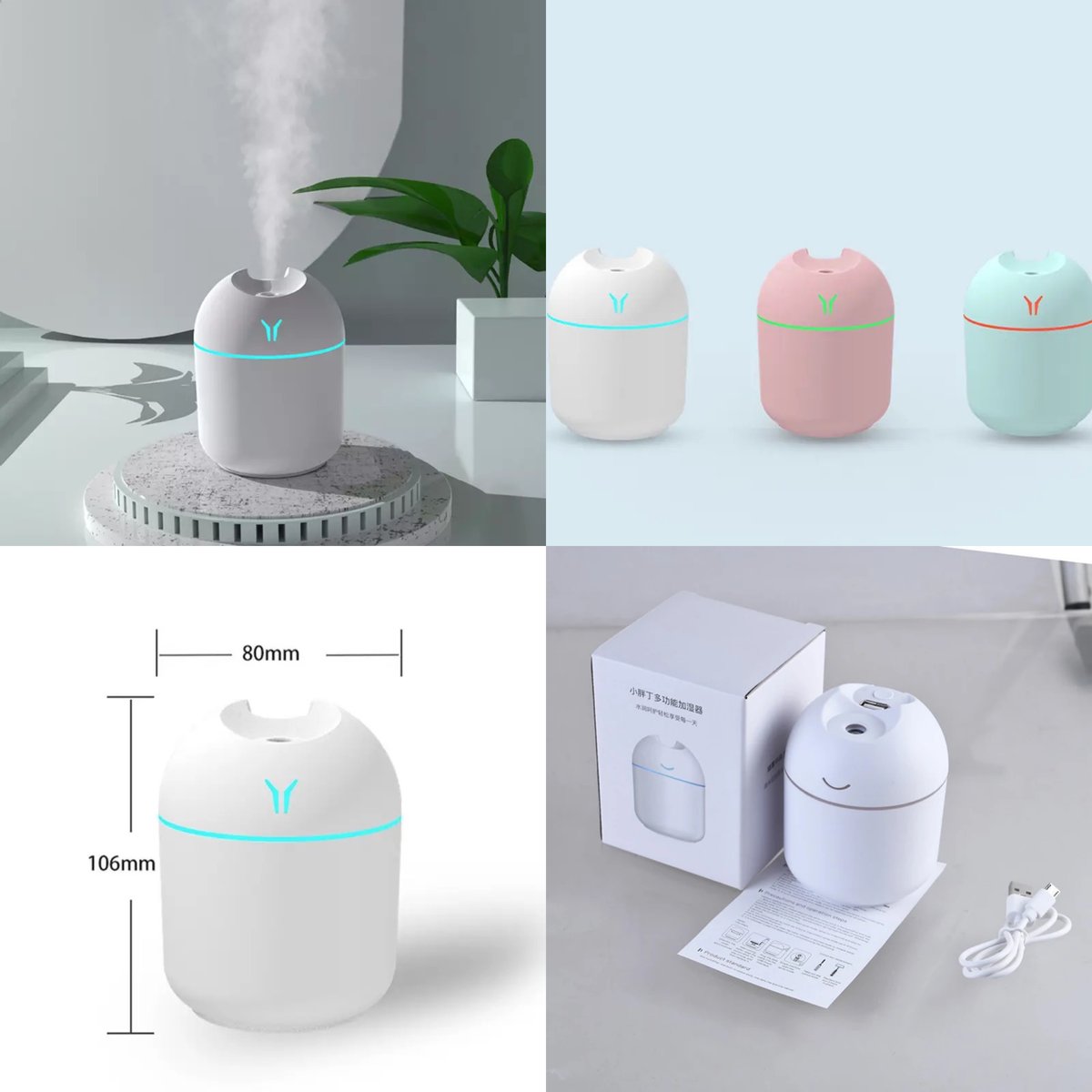 Image of Air Humidifier Aroma Diffuser With Night Light For Bedroom Home Car Purifier Humifier Room