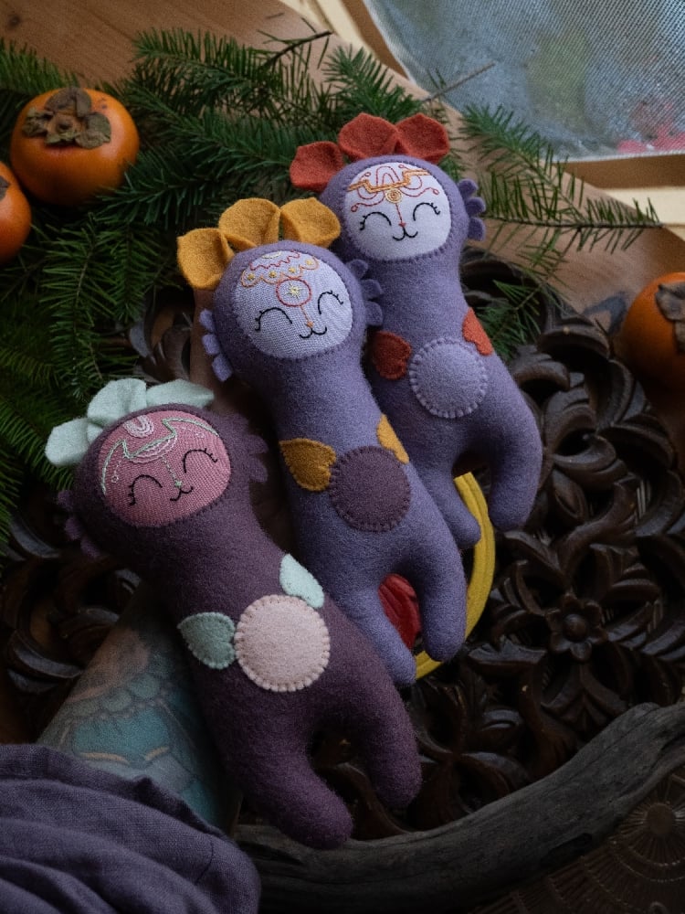 Image of Purple Felt Space Dolls
