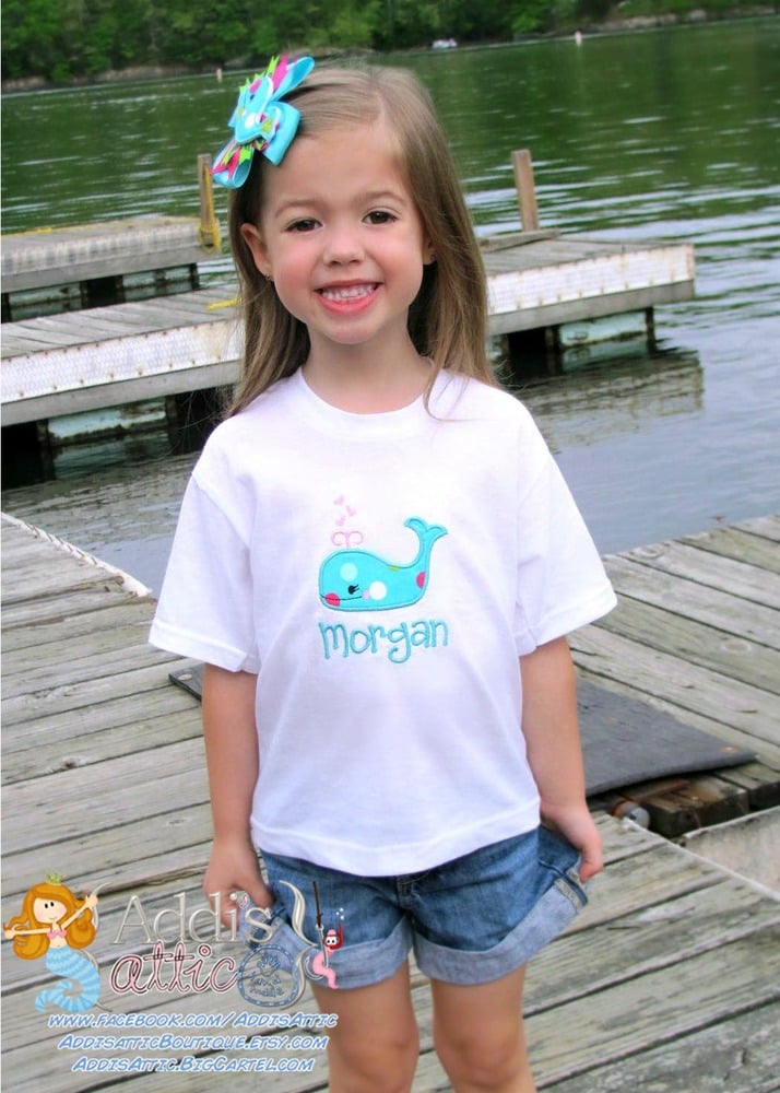 Image of It's a Whale of a Good Time!  Embroidered Tee & FREE Bow!