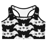 Image 2 of Black and White 3 Eyed Bats Sports bra