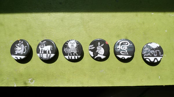 Image of chinese zodiac sign pin buttons series 1