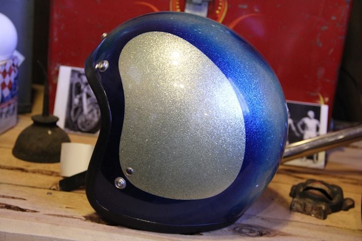 Image of 3/4 Helmet Blue and Silver  - Large