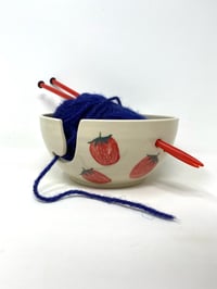 Image 1 of Strawberry Decorated Medium Yarn Bowl